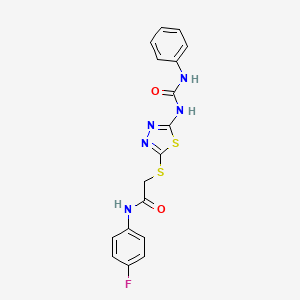 molecular formula C17H14FN5O2S2 B11241198 N-(4-Fluorophenyl)-2-({5-[(phenylcarbamoyl)amino]-1,3,4-thiadiazol-2-YL}sulfanyl)acetamide 