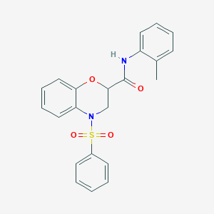 molecular formula C22H20N2O4S B11241206 N-(2-methylphenyl)-4-(phenylsulfonyl)-3,4-dihydro-2H-1,4-benzoxazine-2-carboxamide 