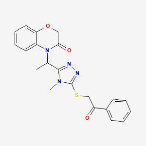molecular formula C21H20N4O3S B11241279 4-(1-{4-methyl-5-[(2-oxo-2-phenylethyl)sulfanyl]-4H-1,2,4-triazol-3-yl}ethyl)-2H-1,4-benzoxazin-3(4H)-one 
