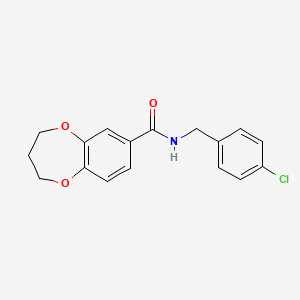 molecular formula C17H16ClNO3 B11241311 N-(4-chlorobenzyl)-3,4-dihydro-2H-1,5-benzodioxepine-7-carboxamide 