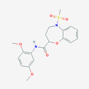 molecular formula C19H22N2O6S B11241476 N-(2,5-dimethoxyphenyl)-5-(methylsulfonyl)-2,3,4,5-tetrahydro-1,5-benzoxazepine-2-carboxamide 