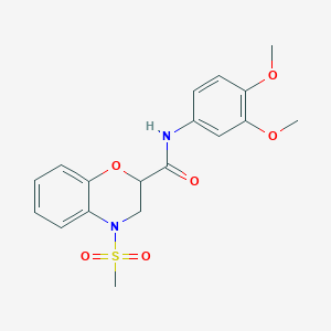 molecular formula C18H20N2O6S B11241545 N-(3,4-dimethoxyphenyl)-4-(methylsulfonyl)-3,4-dihydro-2H-1,4-benzoxazine-2-carboxamide 