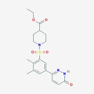 molecular formula C20H25N3O5S B11241768 Ethyl 1-{[2,3-dimethyl-5-(6-oxo-1,6-dihydropyridazin-3-yl)phenyl]sulfonyl}piperidine-4-carboxylate 