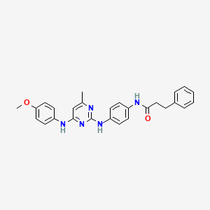 molecular formula C27H27N5O2 B11241798 N-[4-({4-[(4-methoxyphenyl)amino]-6-methylpyrimidin-2-yl}amino)phenyl]-3-phenylpropanamide 