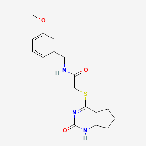 molecular formula C17H19N3O3S B11242393 N-(3-methoxybenzyl)-2-((2-oxo-2,5,6,7-tetrahydro-1H-cyclopenta[d]pyrimidin-4-yl)thio)acetamide 