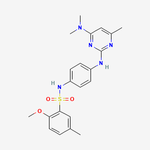 molecular formula C21H25N5O3S B11242457 N-(4-((4-(dimethylamino)-6-methylpyrimidin-2-yl)amino)phenyl)-2-methoxy-5-methylbenzenesulfonamide 