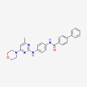 molecular formula C28H27N5O2 B11242992 N-(4-((4-methyl-6-morpholinopyrimidin-2-yl)amino)phenyl)-[1,1'-biphenyl]-4-carboxamide 