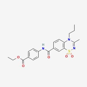 molecular formula C21H23N3O5S B11243019 ethyl 4-{[(3-methyl-1,1-dioxido-4-propyl-4H-1,2,4-benzothiadiazin-7-yl)carbonyl]amino}benzoate 