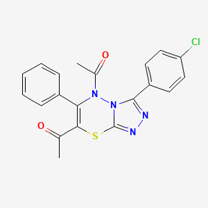 molecular formula C20H15ClN4O2S B11243104 1,1'-[3-(4-chlorophenyl)-6-phenyl-5H-[1,2,4]triazolo[3,4-b][1,3,4]thiadiazine-5,7-diyl]diethanone 