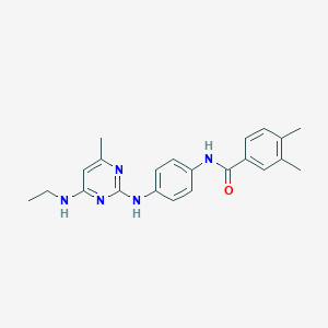 molecular formula C22H25N5O B11243158 N-(4-{[4-(ethylamino)-6-methylpyrimidin-2-yl]amino}phenyl)-3,4-dimethylbenzamide 