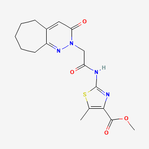 molecular formula C17H20N4O4S B11243164 methyl 5-methyl-2-{[(3-oxo-3,5,6,7,8,9-hexahydro-2H-cyclohepta[c]pyridazin-2-yl)acetyl]amino}-1,3-thiazole-4-carboxylate 