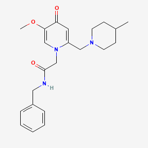 molecular formula C22H29N3O3 B11243171 N-benzyl-2-(5-methoxy-2-((4-methylpiperidin-1-yl)methyl)-4-oxopyridin-1(4H)-yl)acetamide 