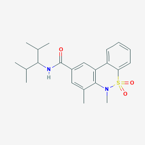 molecular formula C22H28N2O3S B11243292 N-(2,4-Dimethyl-3-pentanyl)-6,7-dimethyl-6H-dibenzo[C,E][1,2]thiazine-9-carboxamide 5,5-dioxide 
