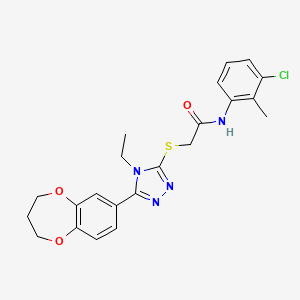 molecular formula C22H23ClN4O3S B11243495 N-(3-chloro-2-methylphenyl)-2-{[5-(3,4-dihydro-2H-1,5-benzodioxepin-7-yl)-4-ethyl-4H-1,2,4-triazol-3-yl]sulfanyl}acetamide 