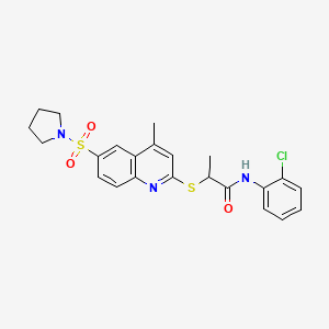 molecular formula C23H24ClN3O3S2 B11243521 N-(2-Chlorophenyl)-2-{[4-methyl-6-(pyrrolidine-1-sulfonyl)quinolin-2-YL]sulfanyl}propanamide 