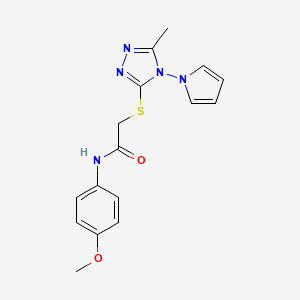 molecular formula C16H17N5O2S B11243549 N-(4-methoxyphenyl)-2-{[5-methyl-4-(1H-pyrrol-1-yl)-4H-1,2,4-triazol-3-yl]sulfanyl}acetamide 