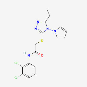 molecular formula C16H15Cl2N5OS B11243552 N-(2,3-dichlorophenyl)-2-{[5-ethyl-4-(1H-pyrrol-1-yl)-4H-1,2,4-triazol-3-yl]sulfanyl}acetamide 
