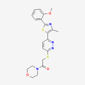 molecular formula C21H22N4O3S2 B11243565 2-((6-(2-(2-Methoxyphenyl)-4-methylthiazol-5-yl)pyridazin-3-yl)thio)-1-morpholinoethanone 
