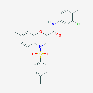 molecular formula C24H23ClN2O4S B11243589 N-(3-chloro-4-methylphenyl)-7-methyl-4-[(4-methylphenyl)sulfonyl]-3,4-dihydro-2H-1,4-benzoxazine-2-carboxamide 