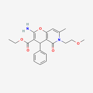 molecular formula C21H24N2O5 B11243642 ethyl 2-amino-6-(2-methoxyethyl)-7-methyl-5-oxo-4-phenyl-5,6-dihydro-4H-pyrano[3,2-c]pyridine-3-carboxylate 