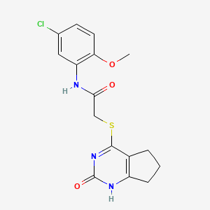molecular formula C16H16ClN3O3S B11243657 N-(5-Chloro-2-methoxyphenyl)-2-({2-oxo-1H,2H,5H,6H,7H-cyclopenta[D]pyrimidin-4-YL}sulfanyl)acetamide 
