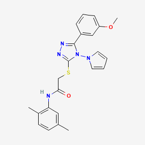 molecular formula C23H23N5O2S B11243670 N-(2,5-dimethylphenyl)-2-{[5-(3-methoxyphenyl)-4-(1H-pyrrol-1-yl)-4H-1,2,4-triazol-3-yl]sulfanyl}acetamide 