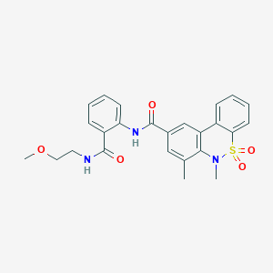 molecular formula C25H25N3O5S B11243837 N-{2-[(2-methoxyethyl)carbamoyl]phenyl}-6,7-dimethyl-6H-dibenzo[c,e][1,2]thiazine-9-carboxamide 5,5-dioxide 