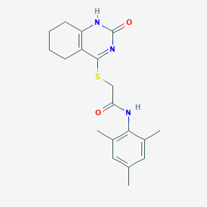 molecular formula C19H23N3O2S B11244018 N-mesityl-2-((2-oxo-1,2,5,6,7,8-hexahydroquinazolin-4-yl)thio)acetamide 