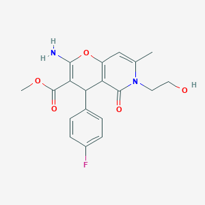 molecular formula C19H19FN2O5 B11244159 methyl 2-amino-4-(4-fluorophenyl)-6-(2-hydroxyethyl)-7-methyl-5-oxo-5,6-dihydro-4H-pyrano[3,2-c]pyridine-3-carboxylate 