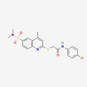 molecular formula C20H20BrN3O3S2 B11244208 N-(4-bromophenyl)-2-{[6-(dimethylsulfamoyl)-4-methylquinolin-2-yl]sulfanyl}acetamide 
