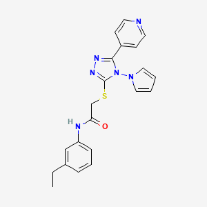 molecular formula C21H20N6OS B11244394 N-(3-ethylphenyl)-2-{[5-(pyridin-4-yl)-4-(1H-pyrrol-1-yl)-4H-1,2,4-triazol-3-yl]sulfanyl}acetamide 