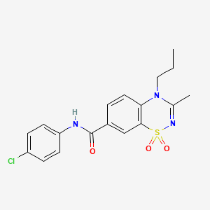 molecular formula C18H18ClN3O3S B11244439 N-(4-chlorophenyl)-3-methyl-4-propyl-4H-1,2,4-benzothiadiazine-7-carboxamide 1,1-dioxide 