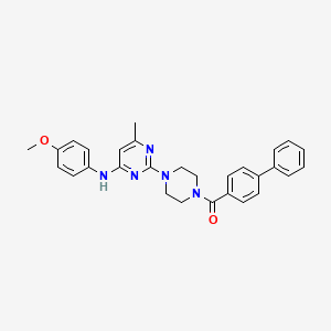 molecular formula C29H29N5O2 B11244553 [1,1'-Biphenyl]-4-yl(4-(4-((4-methoxyphenyl)amino)-6-methylpyrimidin-2-yl)piperazin-1-yl)methanone 