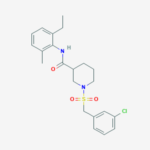 molecular formula C22H27ClN2O3S B11244592 1-[(3-chlorobenzyl)sulfonyl]-N-(2-ethyl-6-methylphenyl)piperidine-3-carboxamide 