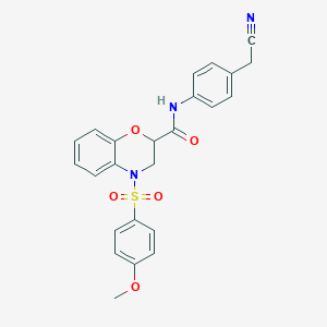 molecular formula C24H21N3O5S B11244665 N-[4-(cyanomethyl)phenyl]-4-[(4-methoxyphenyl)sulfonyl]-3,4-dihydro-2H-1,4-benzoxazine-2-carboxamide 