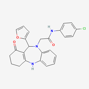 molecular formula C25H22ClN3O3 B11244817 N-(4-chlorophenyl)-2-[11-(furan-2-yl)-1-oxo-1,2,3,4,5,11-hexahydro-10H-dibenzo[b,e][1,4]diazepin-10-yl]acetamide 