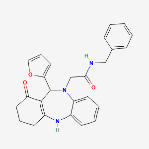 molecular formula C26H25N3O3 B11244839 N-benzyl-2-[11-(furan-2-yl)-1-oxo-1,2,3,4,5,11-hexahydro-10H-dibenzo[b,e][1,4]diazepin-10-yl]acetamide 