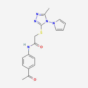 molecular formula C17H17N5O2S B11244914 N-(4-acetylphenyl)-2-{[5-methyl-4-(1H-pyrrol-1-yl)-4H-1,2,4-triazol-3-yl]sulfanyl}acetamide 