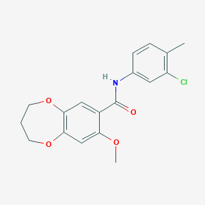 molecular formula C18H18ClNO4 B11244940 N-(3-chloro-4-methylphenyl)-8-methoxy-3,4-dihydro-2H-1,5-benzodioxepine-7-carboxamide 