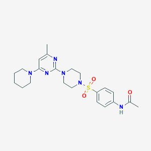 molecular formula C22H30N6O3S B11245041 N-[4-({4-[4-Methyl-6-(piperidin-1-YL)pyrimidin-2-YL]piperazin-1-YL}sulfonyl)phenyl]acetamide 