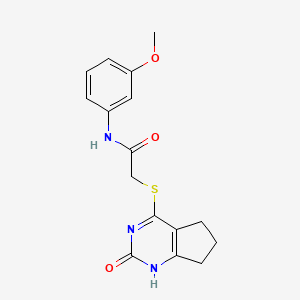 molecular formula C16H17N3O3S B11245142 N-(3-Methoxyphenyl)-2-({2-oxo-1H,2H,5H,6H,7H-cyclopenta[D]pyrimidin-4-YL}sulfanyl)acetamide 