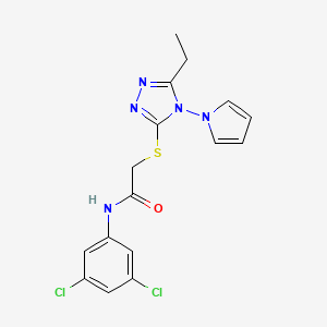 molecular formula C16H15Cl2N5OS B11245298 N-(3,5-dichlorophenyl)-2-{[5-ethyl-4-(1H-pyrrol-1-yl)-4H-1,2,4-triazol-3-yl]sulfanyl}acetamide 