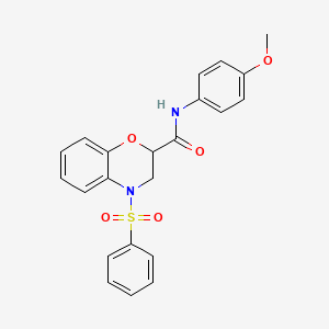 molecular formula C22H20N2O5S B11245361 N-(4-methoxyphenyl)-4-(phenylsulfonyl)-3,4-dihydro-2H-1,4-benzoxazine-2-carboxamide 
