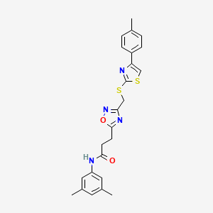 molecular formula C24H24N4O2S2 B11245370 N-(3,5-dimethylphenyl)-3-[3-({[4-(4-methylphenyl)-1,3-thiazol-2-yl]sulfanyl}methyl)-1,2,4-oxadiazol-5-yl]propanamide 