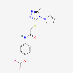 molecular formula C16H15F2N5O2S B11245596 N-[4-(difluoromethoxy)phenyl]-2-{[5-methyl-4-(1H-pyrrol-1-yl)-4H-1,2,4-triazol-3-yl]sulfanyl}acetamide 