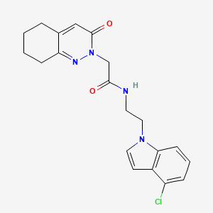 molecular formula C20H21ClN4O2 B11245646 N-[2-(4-chloro-1H-indol-1-yl)ethyl]-2-(3-oxo-5,6,7,8-tetrahydrocinnolin-2(3H)-yl)acetamide 