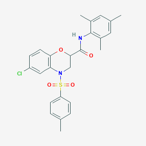 molecular formula C25H25ClN2O4S B11245753 6-chloro-4-[(4-methylphenyl)sulfonyl]-N-(2,4,6-trimethylphenyl)-3,4-dihydro-2H-1,4-benzoxazine-2-carboxamide 