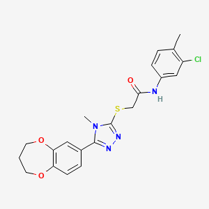 molecular formula C21H21ClN4O3S B11245790 N-(3-chloro-4-methylphenyl)-2-{[5-(3,4-dihydro-2H-1,5-benzodioxepin-7-yl)-4-methyl-4H-1,2,4-triazol-3-yl]sulfanyl}acetamide 