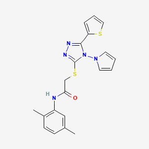 molecular formula C20H19N5OS2 B11245882 N-(2,5-dimethylphenyl)-2-{[4-(1H-pyrrol-1-yl)-5-(thiophen-2-yl)-4H-1,2,4-triazol-3-yl]sulfanyl}acetamide 