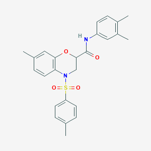 molecular formula C25H26N2O4S B11245889 N-(3,4-dimethylphenyl)-7-methyl-4-[(4-methylphenyl)sulfonyl]-3,4-dihydro-2H-1,4-benzoxazine-2-carboxamide 